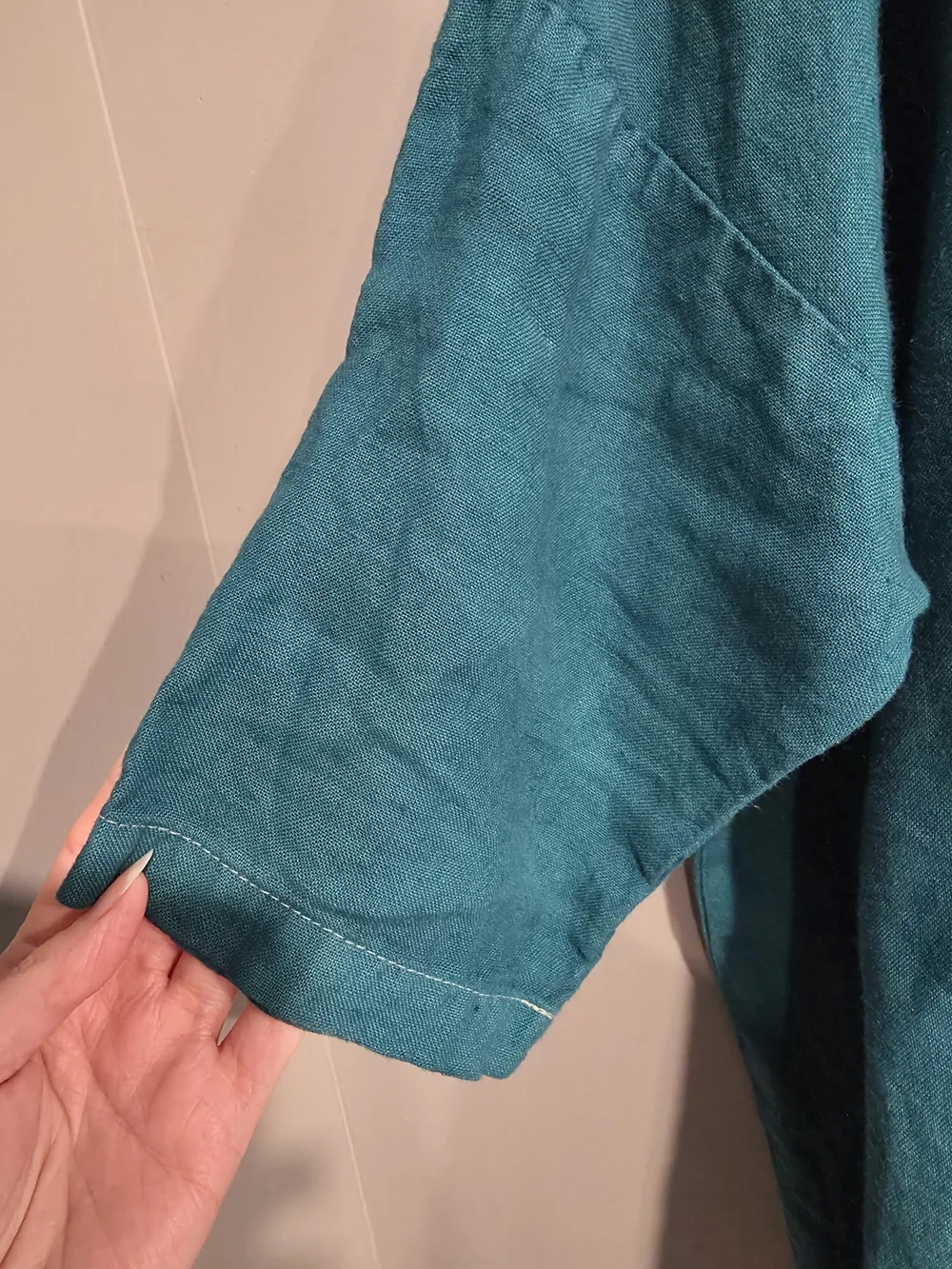 Not Perfect Linen LPN Teal Top One Size 100% Linen - Picture 3 of 6